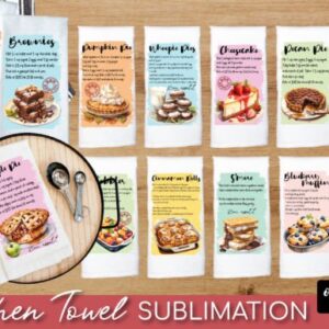 Baking Recipe Kitchen Towel PNG Bundle