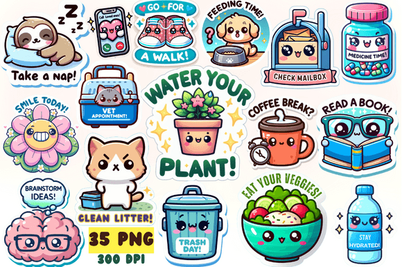 Kawaii Reminder Stickers Sublimation