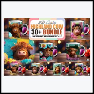 Highland Cow 3D Mug Wrap Bundle for Easter