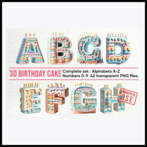 Birthday Cake Alphabet & Number